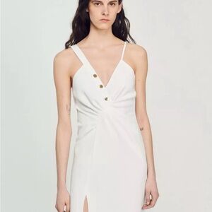 SANDRO Elegant White Sleeveless Dress